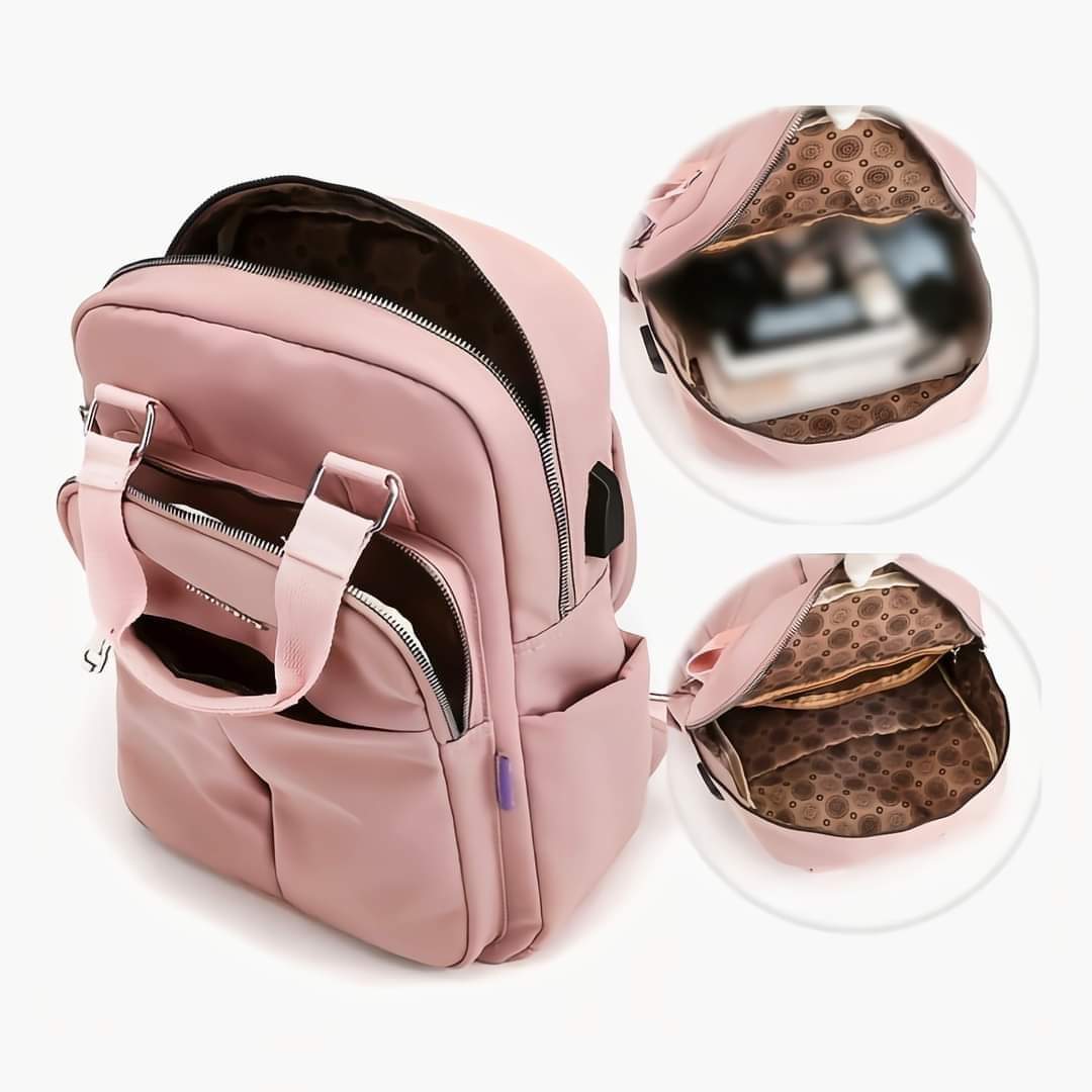 New leisure nylon ladies CHINA Bagpack (Pink) - Image 5