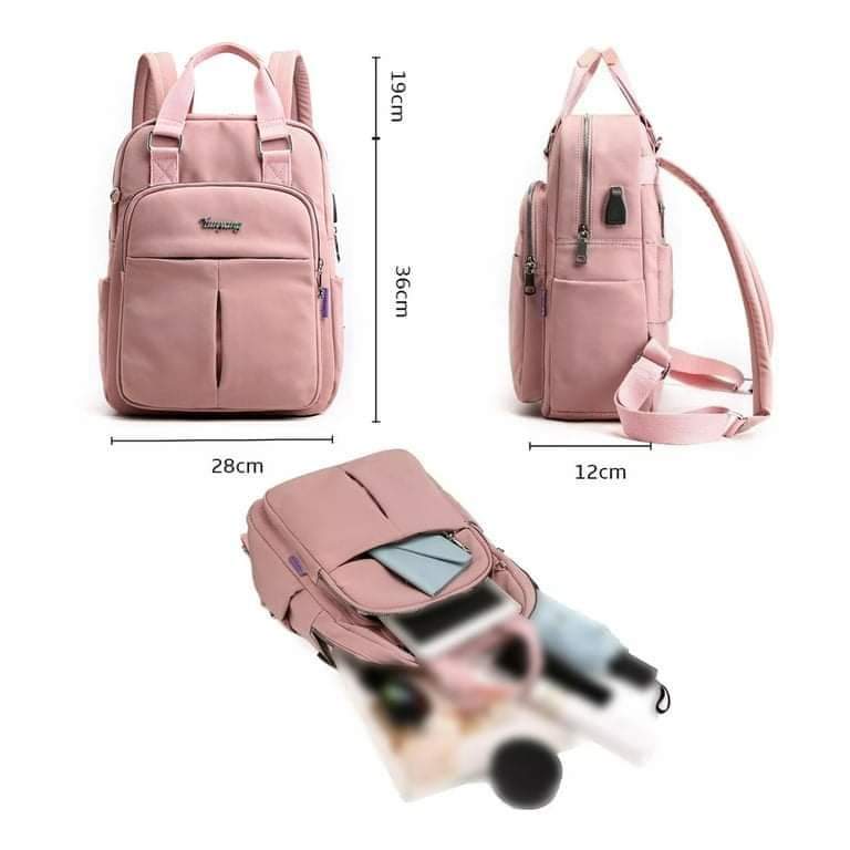 New leisure nylon ladies CHINA Bagpack (Pink) - Image 3