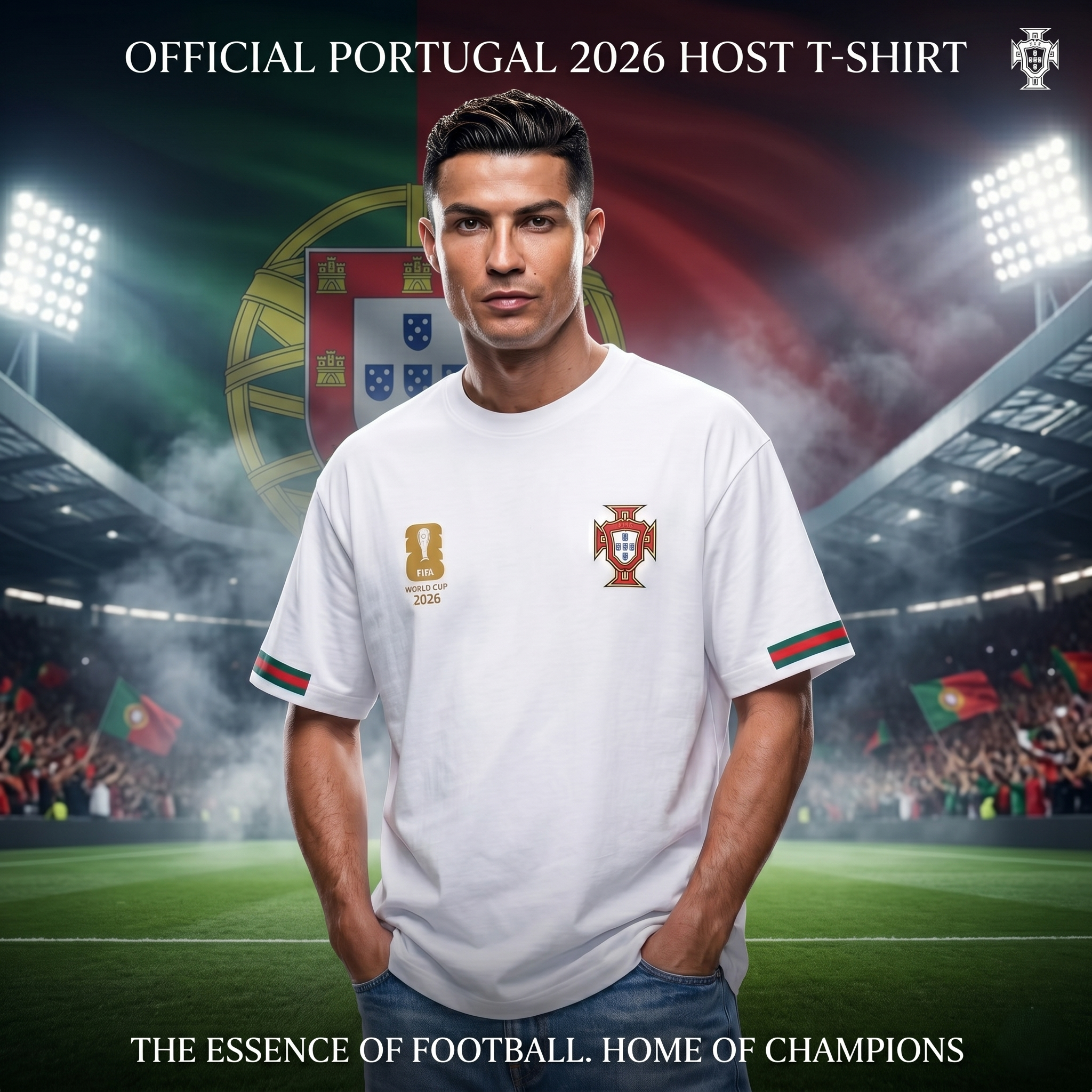 Premium Portugal Fan Edition Drop Shoulder White Color