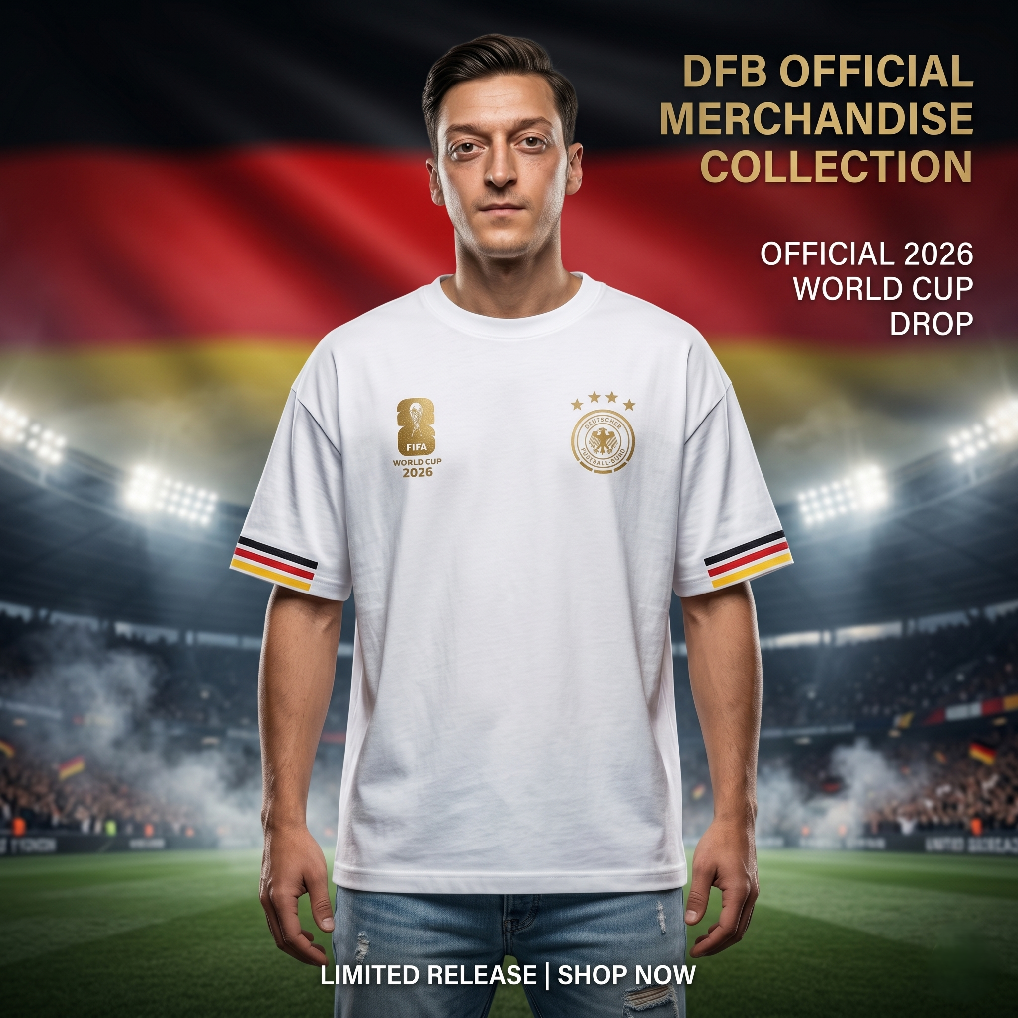 Premium Germany Fan Edition Drop Shoulder White Color - Image 2