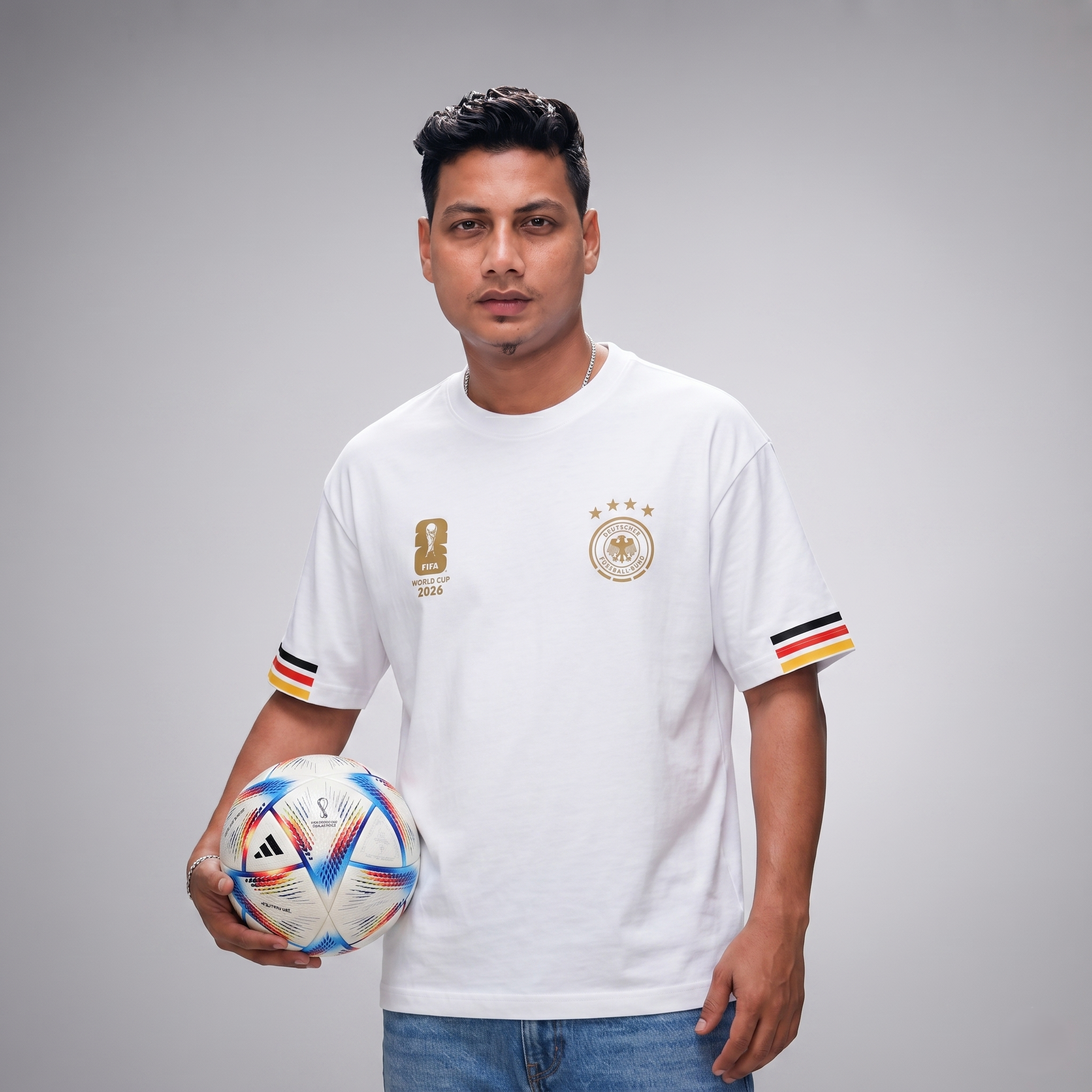 Premium Germany Fan Edition Drop Shoulder White Color - Image 3