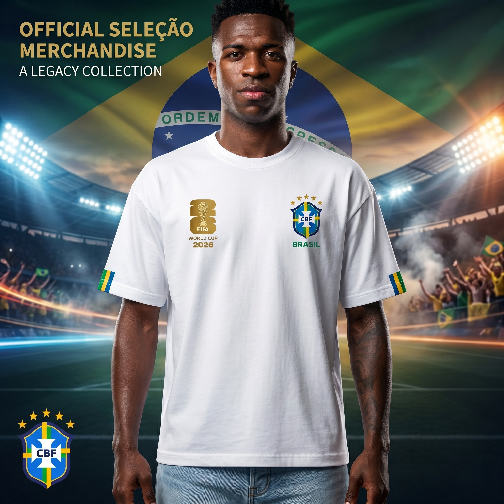 Premium Brazil Fan Edition Drop Shoulder White Color - Image 2