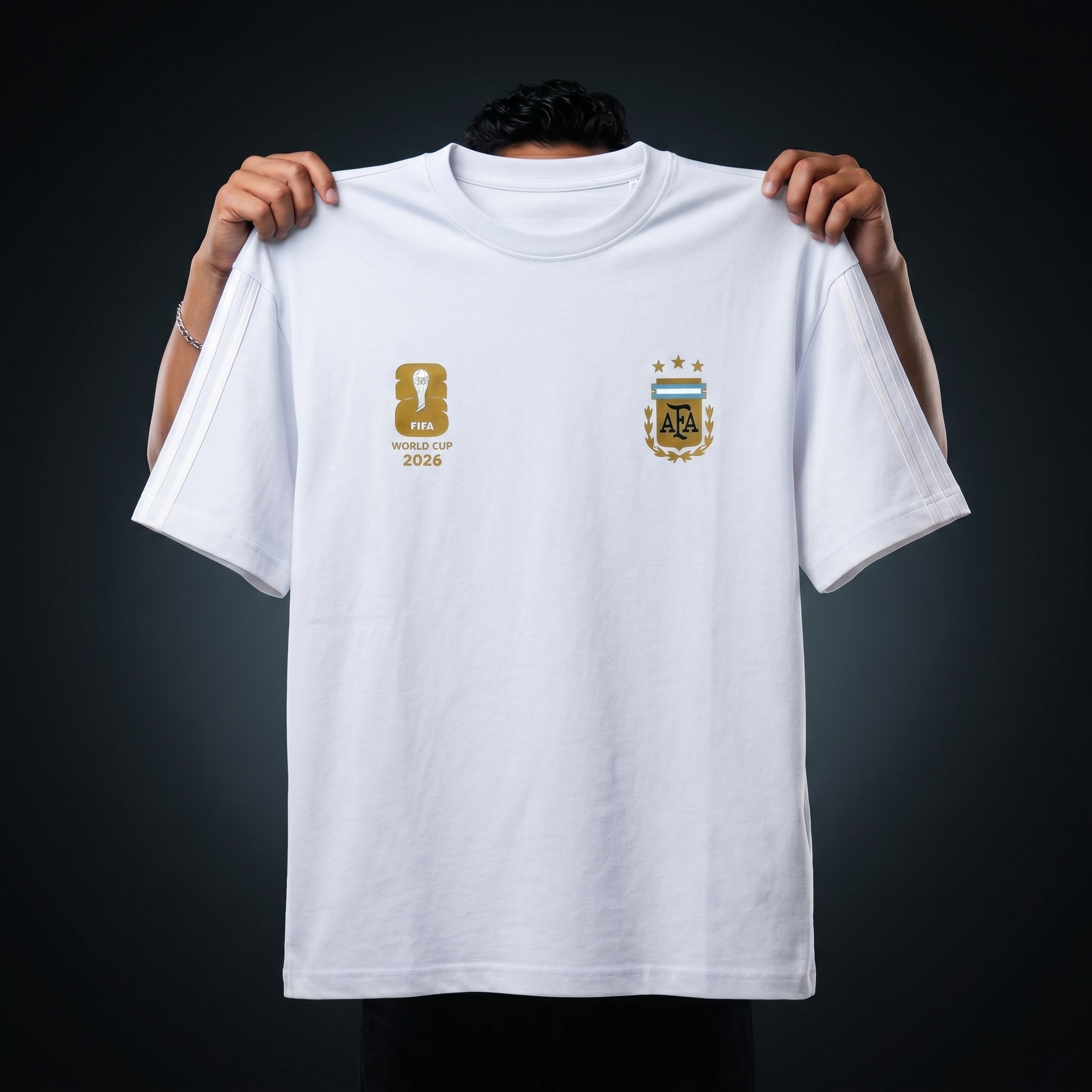 Premium Argentina Fan Edition Drop Shoulder White Color - Image 3