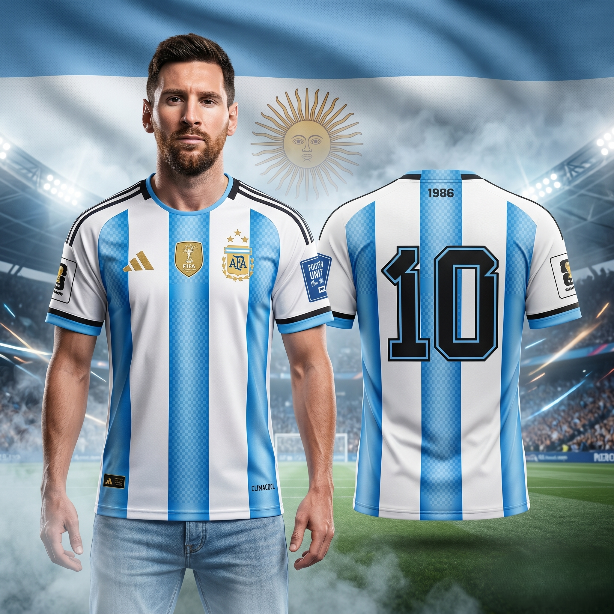 Argentina National Football Team Home Jersey - Iconic No. 10 - Image 2