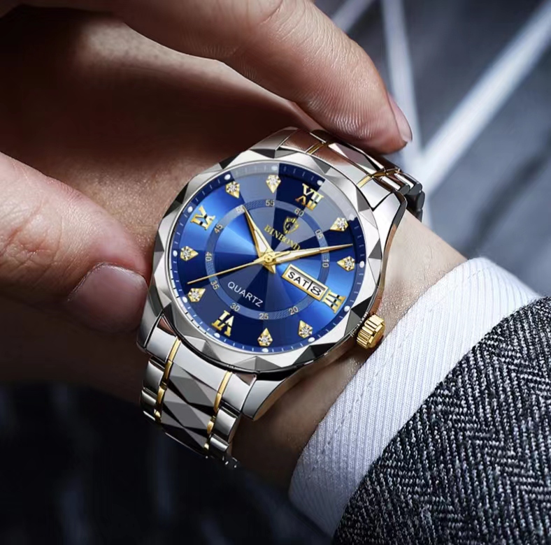 BINBOND 2521 Luxury Brand Luminous Quartz Watch For Men (Blue) - Image 6
