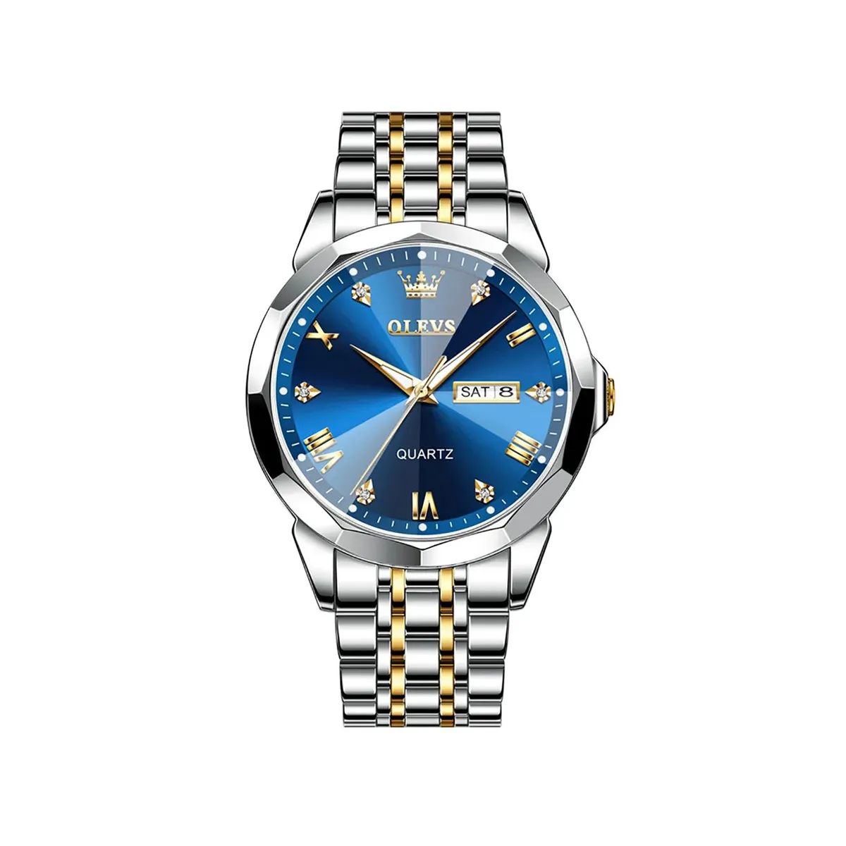 OLEVS 9931G New Exclusive Design Quartz Watch for Men Nevy blue - Image 2