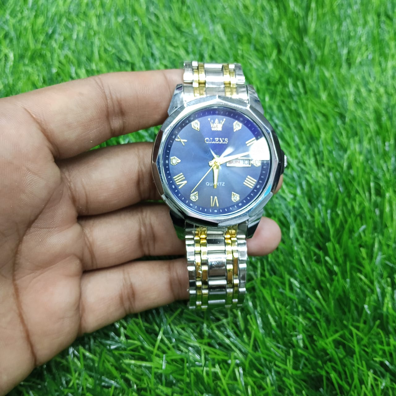 OLEVS 9931G New Exclusive Design Quartz Watch for Men Nevy blue - Image 4
